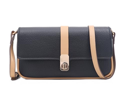 Prettyzys Crossbody Bags for Women Pocketbooks Soft PU Leather Purses and Handbags Multi Pocket Shoulder Bag, Black