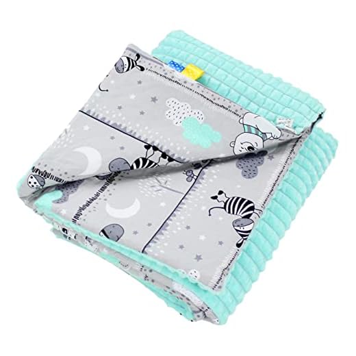 TupTam Colcha de Bebé de Doble Cara, Manta Felpa de Peluche, Oso Menta Verde, 75 x 100 cm