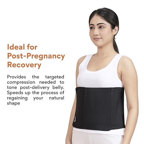 Image of FOVERA Abdominal Belt After Delivery for Tummy Reduction - Lumbo Sacral Lower Back Pain Relief Binder - Breathable Post C-Section Waist Support | For Women & Men (Large, Pack of 1)