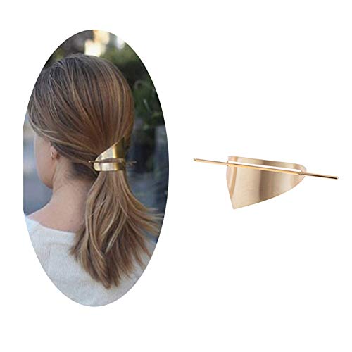 Pinza metálica dorada para cabello con diseño triangular miniatura 4