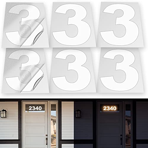 iSYFIX Reflective Vinyl Number 3 (Three) Stickers, 5 Inch, 6 Pack