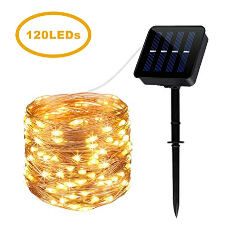 Cmyk® LED solar guirnalda de luces Navidad exterior parranda fiesta jardín 10M/33FT 120er Blanco Cálido