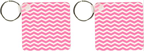 3drose Hot Rose et blanc motif girly lot de 2 porte-clés géométriques 5,7x11,4cm