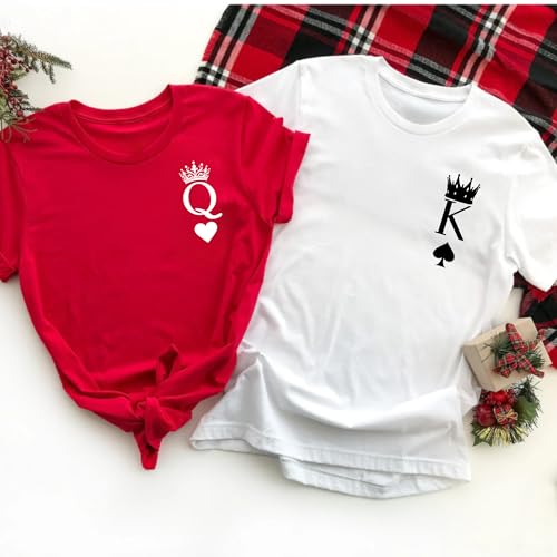 RIVER BOUTIQUE King and Queen Matching Couple T-Shirts And Sweatshirt, Playing Card Design,King and Queen Shirt, Couple Shirts, King of Spades and Queen of Heart Shirt, Couple Outfit, His and Hers Bestseller, Couple Tee, Trend Tee2