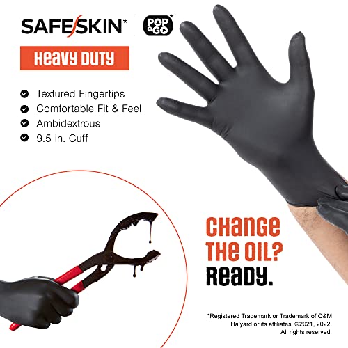 Safeskin* Nitrile Exam Disposable Gloves In Pop-N-Go* Pack, Heavy Duty, Size Large, Powder-Free, Black - For Household Plumbing, Gardening, Painting #TOP4