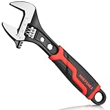 MAXPOWER Adjustable Wrench 8 Inch, 3-in-1 Multifunctional Sink Wrench, Metric & SAE Scales, CR V Steel Spanner Wrench with Rubber Grip, Max Opening 30 mm