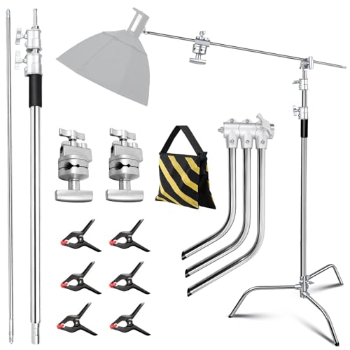 NBYTLT Heavy Duty C Stand with Boom Arm 152.5cm-336cm Adjustable Height