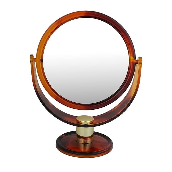 MFK Scarlet Round Double Sided Magnifying Makeup Mirror with Stand | Shell Design, For Men & Women, Vanity Dressing Mirror, Medium Size, Standing Mirror (5 Inch)-image-23