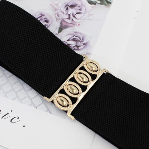 Decoration Belt Wide Solid Color Waist Strap Exquisite Women Stretch Waistband(white)3