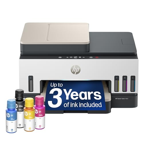 Image of HP Smart Tank 7603 Wireless All-in-One Ink Tank Printer, Scanner, Fax, Copier with up to 3 Years of Ink Included, Best-for-Home Office, Cartridge-Free Refillable, AI-Capable (9B5D1A)