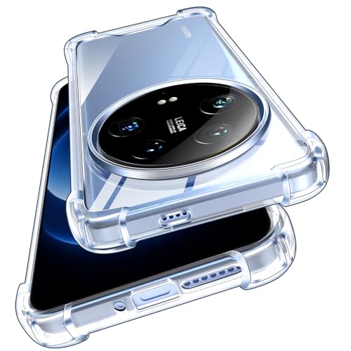 ivoler Anti-Amarillo Clara Funda para Xiaomi 14 Ultra con Cojín Esquina Parachoques, [Protección Antigolpes Militar] Carcasa Transparente Anti-Arañazos Case