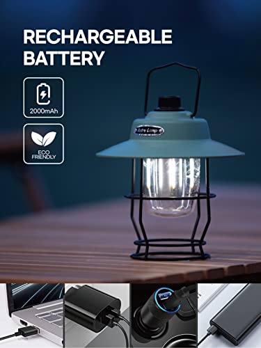 Led Camping Lantern Rechargeable, Waterproof Flashlight For Hurricane, Emergency, Power Outages, Hiking, Fishing, Retro Lantern Dimmable For Garden Patio, Lightweight Portable Light, Mint Color #TOP4