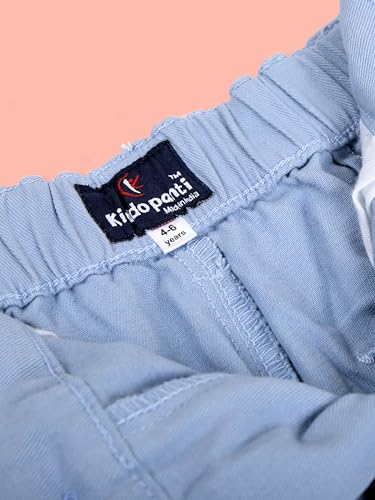Image of KiddoPanti Boys 100% Cotton Twill Chinos Pant | Comfortable Regular Fit | 2 Side Pocket, 2 Back Pocket | Ankle Length | Back Elasticated Waistband with Button Zip Open Fly