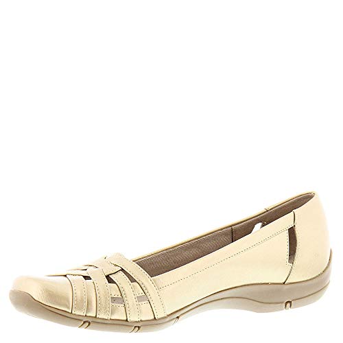Image of LifeStride Womens Diverse Metallic Flats Gold 6.5 Extra Wide (E+, WW)