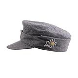 ACTJ.M WWII WW2 German M1943 Hat Grey with Edelweiss Mountain Badge (7 1/8)