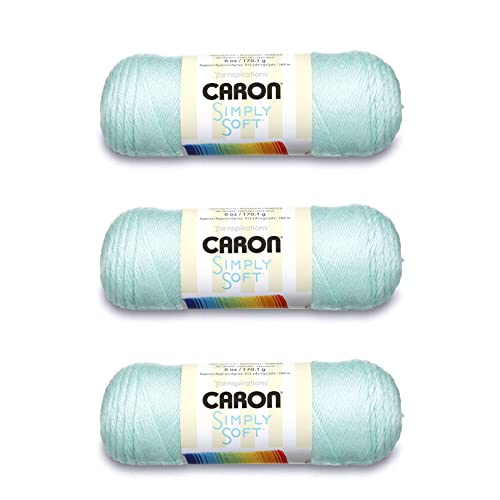 Image of Caron Simply Soft Soft Green Yarn - 3 Pack of 170g /6oz - Acrylic - 4 Medium (Worsted) - 315 Yards - Knitting /Crochet