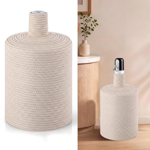 5 Gallon Water Jug Cover. Woven Jute Water Jug Cover Compatible with USB Electric Waters Pump Bottle Holder Dispenser Stand Well Pump Cover Decorative(Pumps NOT Provided)(Neutral White)