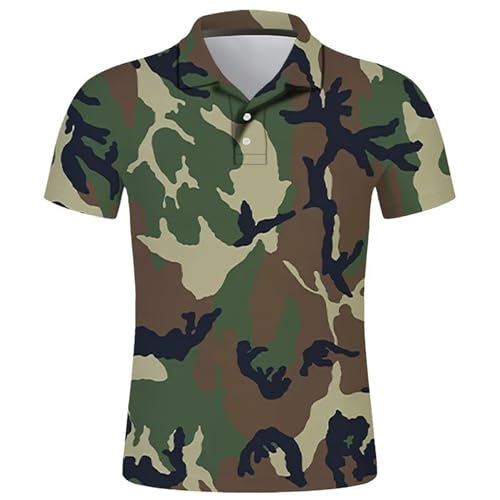 RUMAOZIA Camicia tattica militare da uomo, polo a maniche corte, traspirante, maglietta da lavoro, leggera, estiva, per il tempo libero, per la caccia, la pesca, le escursioni, mimetico, XXL