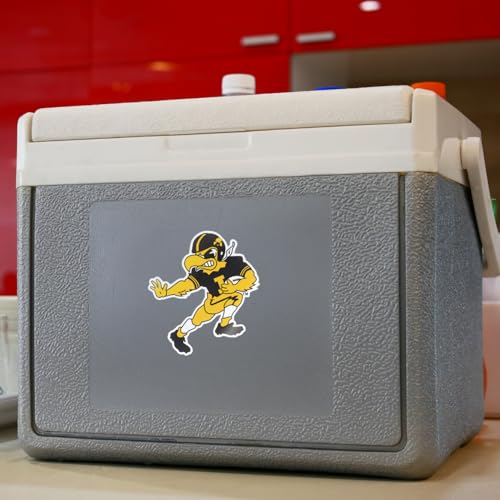 Image of University of Iowa Haweyes Herky Mascot Playing Football Weatherproof Vinyl Sticker Car Decal from Nudge Printing