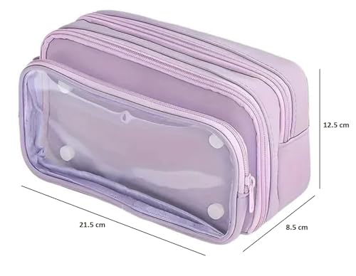 Image of U & U UNIQUE UTILITIES Pencil Pouch for Girls Aesthetic | Large Capacity Pencil Case with Detachable Front Pocket | Cute Pouches for School Girls | Pouch for Stationery (Purple)
