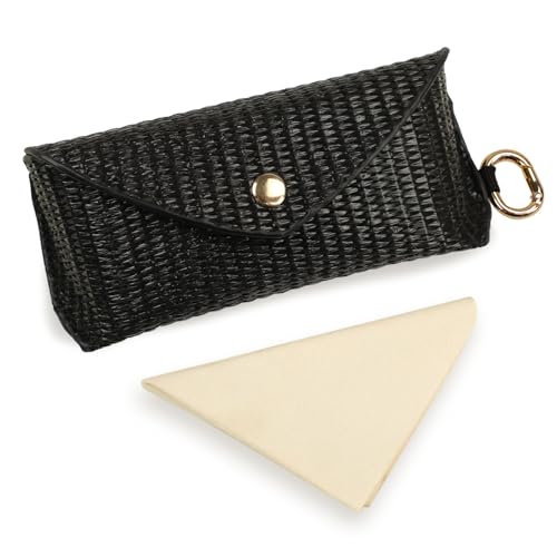 Image of Straw Sunglasses Case Hard Shell Glasses Eyeglass Travel Pouch Women Men Eyewear Organizer Holder with Clip