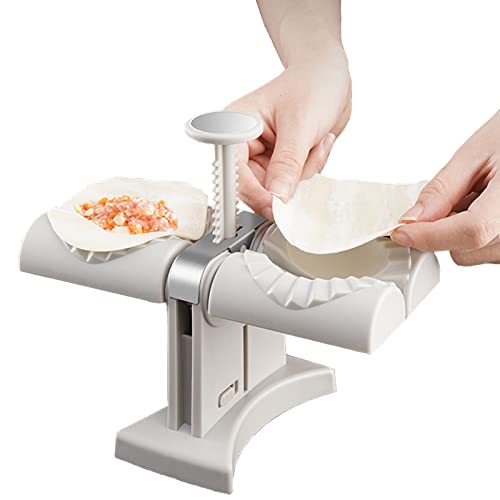 Molde para Empanadillas, Maquina Raviolis para Cocina Accesorio, Fabricante Automático De Bolas De Masa Hervida De Doble Cabeza Para El Hogar para La En El Hogar y La Cocina (Blanco) Cover