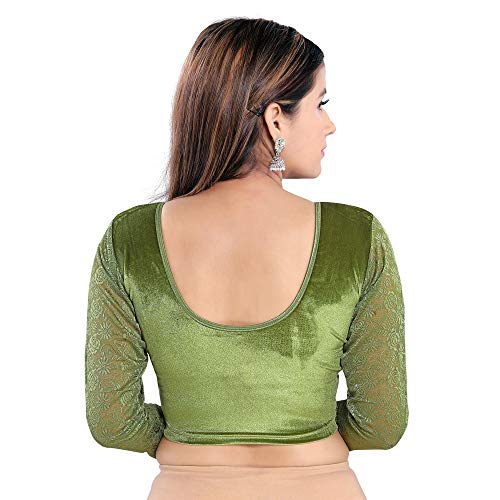 Image of Vamas Women's Velvet Non-Padded Stretchable Long Sleeve Saree Blouse (A-46)
