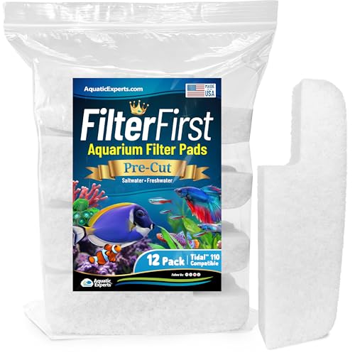 Image of Aquatic Experts Aquarium Filter Floss for Fish Tank Filters - FilterFirst Aquarium Filter Pad - Media for Crystal Clear Water, (12 Pack, Tidal 110 Compatible)