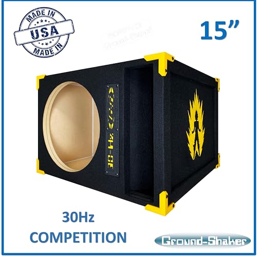 Image of 30HZ Reinforced Competition Single Ported Sub Box Sub Woofer Enclosure Speaker Box Car Audio Subwoofer Ground Shaker Box Ground-Shaker (Goku Yellow, 15 inch)