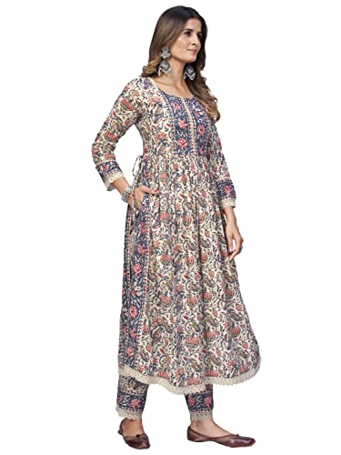 Image of Vbuyz Women'S Cotton Floral Print Straight Stitched Kurta Pant With Dupatta