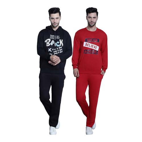 Image of Mack Jonney Printed Round Neck Cotton Fleece Track Suit for Men (Pack of 2)(Kangaroo Pockets)-MACK51565