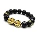 MANRUO Feng Shui The Best Prosperity 10mm Black Bead Bracelet with Color Changed Pi Xiu/Pi Yao Attract Wealth and Good Luck