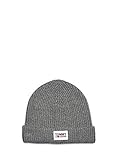 herrenmütze stricken TOMMY JEANS Herren Beanie Mütze Strick-Struktur Umschlag mit Logo-Emblem dunkelgrau