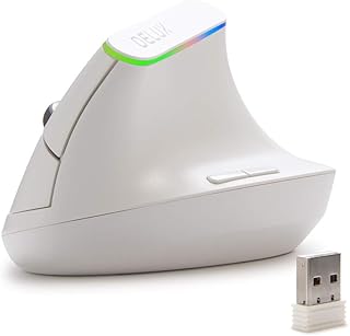 DeLUX Ergonomic Mouse, Wireless Vertical Mouse with USB Receiver, 6 Buttons and 1600DPI, Ergo 57 Degree Design Reduce Hand and Wrist Pressure for PC Laptop and Computer(M618C-White)
