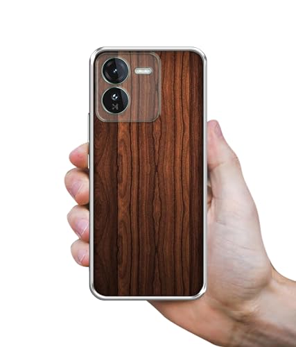 Image of Casotec Brown Wooden Texture Design Printed Silicon Soft TPU Back Case Cover for iQOO Z9 5G