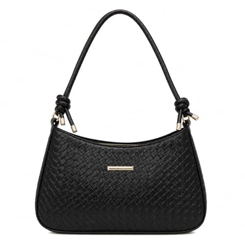 Sac à bandoulière en cuir synthétique tressé avec finitions zippées