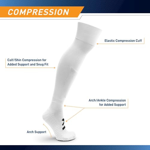 MARCY Sockapro Compression Soccer Socks Above the Knee with Patented Shin Guard Pocket for Adults, Shin Guard Not Included4