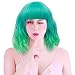 Probeauty Lolita 40CM Short Curly Fashion Women Mixed Brown Anime Cosplay Wig + Wig Cap (Green Ombre F6B)