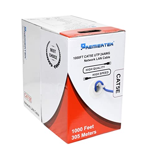 Cable de red Premiertek Cat5e UTP 1000 ft Azul miniatura 3