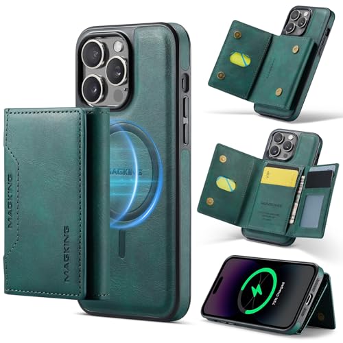 Étui portefeuille iPhone 14 Pro Max magnétique amovible avec porte-cartes anti-RFID