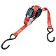 PETEX Automatik-Ratschenspanngurt, selbstaufrollend, 1-teilig, 5 m x 25 mm, 350/700 daN, rot, S-Haken