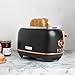 Haden Heritage 1.7 Liter Stainless Steel Electric Water Kettle Bundled with 2 Slice Wide Slot Stainless Steel Toaster, Black & Copper