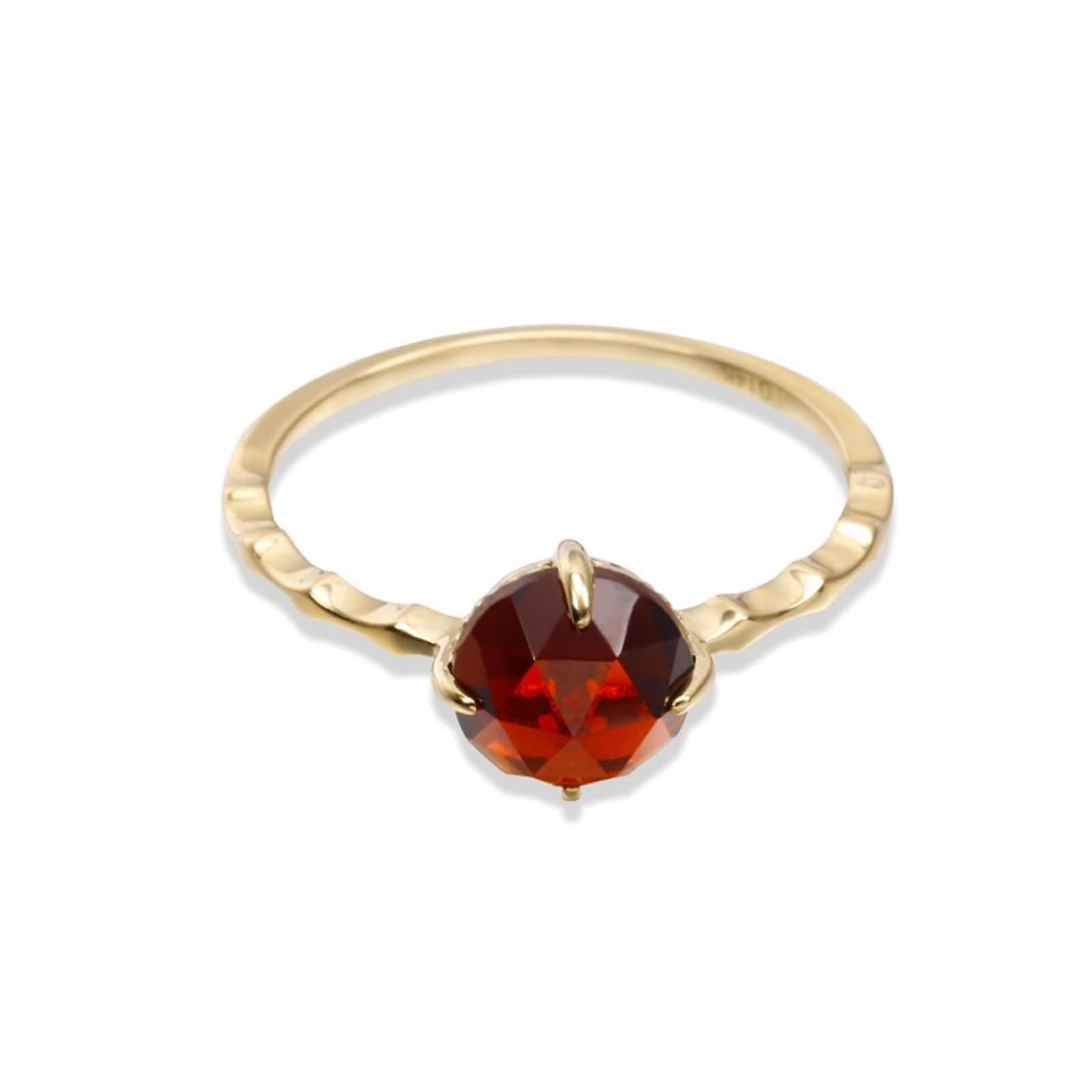 Anillos Mujer Compromiso Redondo Solitario con Granate Creado, Anillos de Matrimonio Oro de 9K/14K/18K para Mujer, Oro