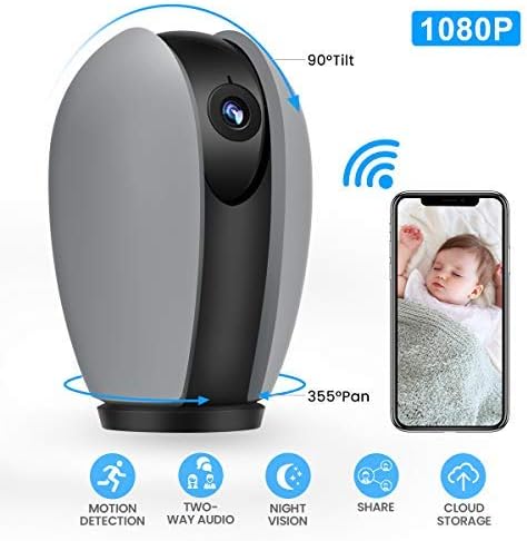MECO ELEVERDE IP Camera, 1080P HD WiFi IP Camera Wireless Home Security Surveillance Camera with Night Vision, Pan/Tilt/Zoom, Sound & Motion Detection and Two-Way Audio, Baby Pet Elder Monitor