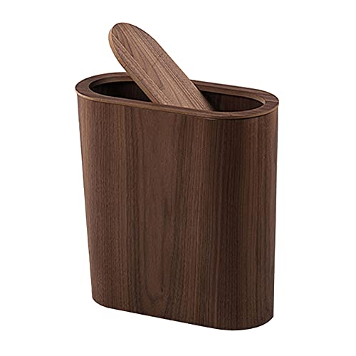 Corbeille à papier en bois noble avec couvercle rotatif esthétique épurée Couleur C