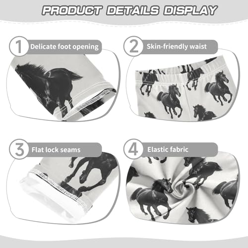 Girls Leggings Black Horses Animal Soft Toddler Leggings for Girls Kids Pants Size 4T-10T3