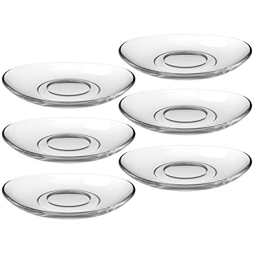 Leonardo Napoli Untertassen 6er Set, spülmaschinengeeignete Glas-Unterteller für Napoli Kaffee- und Latte Macchiato-Gläser 6er Set Ø 14 cm, 024204