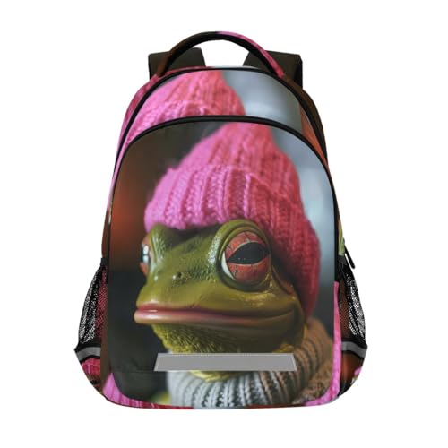 Sac à dos grenouille et chapeau enfants pour l'école et les sorties de taille unique