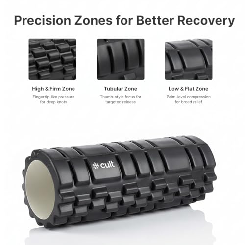 Image of Cult Foam Roller for Deep Tissue Massage - Muscle Recovery, Pain Relief & Mobility Training - Ideal for Gym, Yoga, and Home Workouts- Black