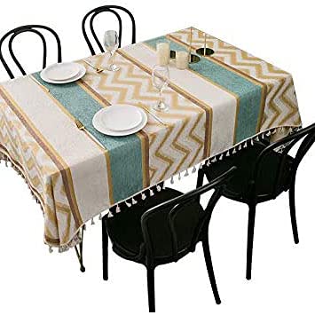 Nappe à couture de qualité supérieure en coton et lin à pompons de décoration - 7